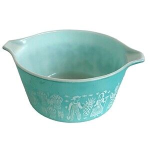 PYREX Turquoise Butterprint Amish Cinderella Casserole Dish #473 1 Quart
